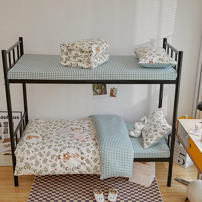 91家纺网 家纺一手货源 找家纺 世爵 2022新款亲肤棉学生宿舍上下铺三件套开学季 米菲兔