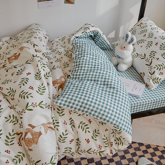 91家纺网 家纺一手货源 找家纺 世爵 2022新款亲肤棉学生宿舍上下铺三件套开学季 米菲兔