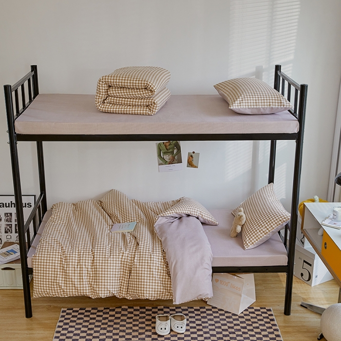 91家纺网 家纺一手货源 找家纺 世爵 2022新款亲肤棉学生宿舍上下铺三件套开学季 优格咖