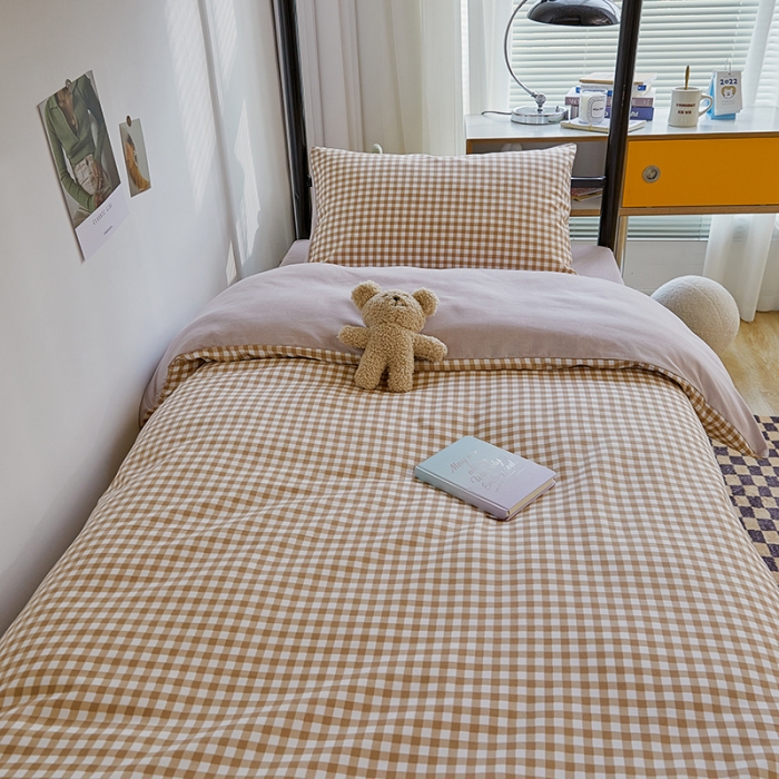 91家纺网 家纺一手货源 找家纺 世爵 2022新款亲肤棉学生宿舍上下铺三件套开学季 优格咖