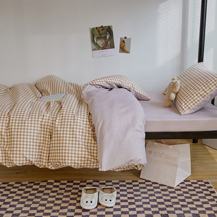 91家纺网 家纺一手货源 找家纺 世爵 2022新款亲肤棉学生宿舍上下铺三件套开学季 优格咖