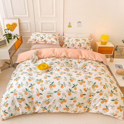 乐童 新款全棉网红直播爆款吊边一字绣工艺款四件套（二）小柑兰