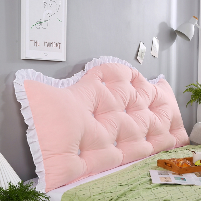 91家纺网 家纺一手货源 找家纺 美达人 2022新款韩版水洗棉荷叶边床靠背 典雅玉