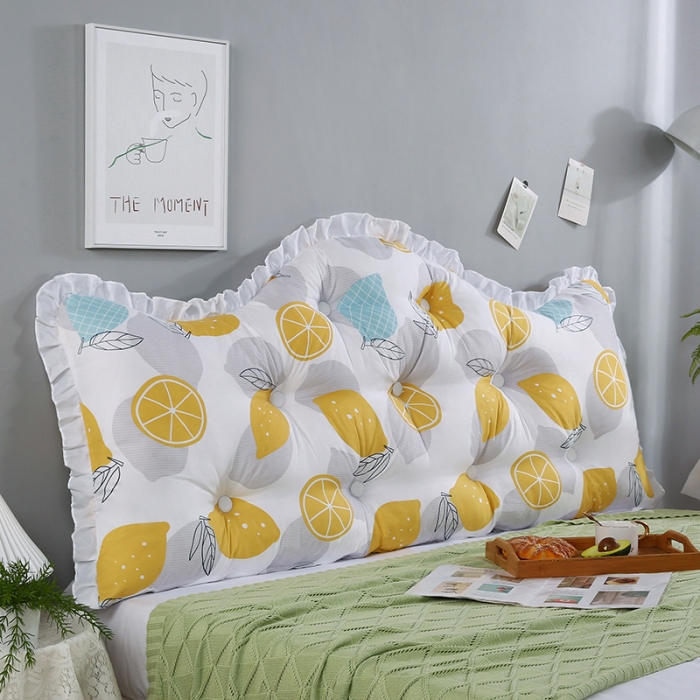 91家纺网 家纺一手货源 找家纺 美达人 2022新款韩版水洗棉荷叶边床靠背 梦幻橙