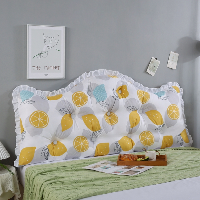 91家纺网 家纺一手货源 找家纺 美达人 2022新款韩版水洗棉荷叶边床靠背 梦幻橙