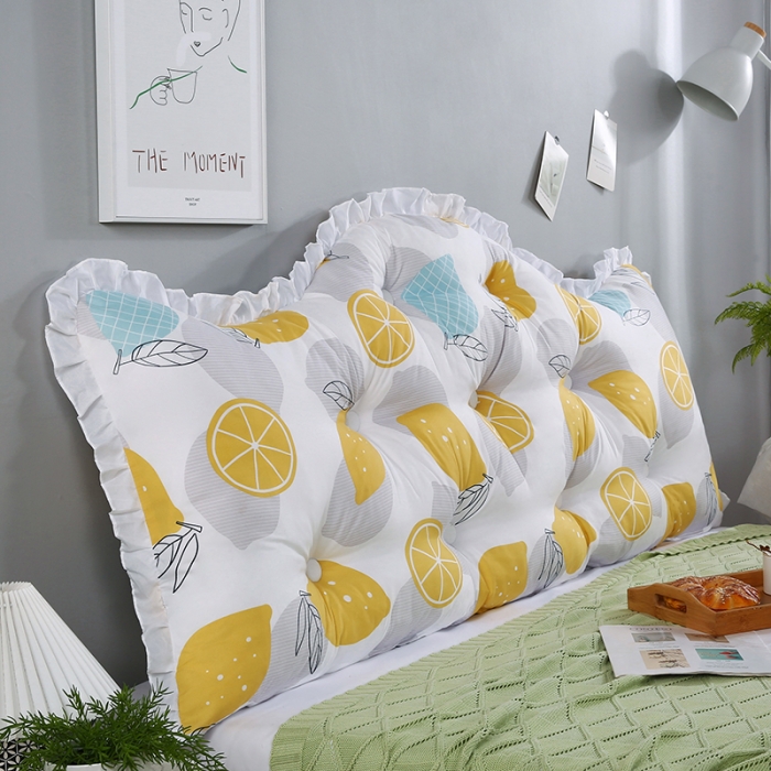 91家纺网 家纺一手货源 找家纺 美达人 2022新款韩版水洗棉荷叶边床靠背 梦幻橙