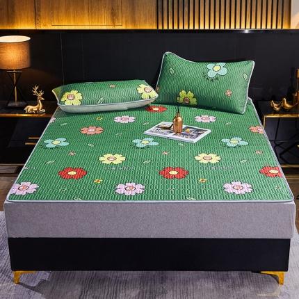 91家纺网 家纺一手货源 找家纺 雪夫人 2022新款0.5纯色印花凉席三件套 花物语