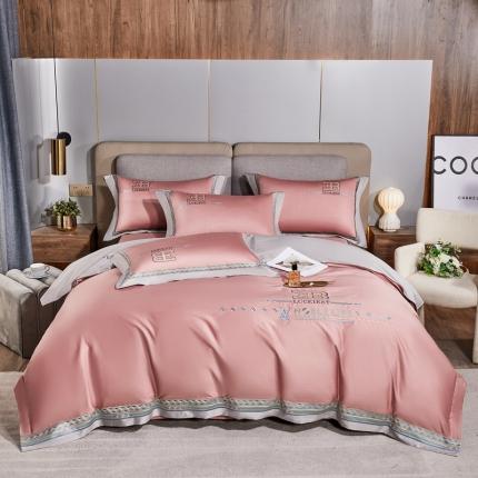 91家纺网 家纺一手货源 找家纺 总高大尚2022新款路易斯系列全棉贡缎刺绣居家四件套