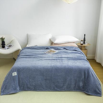 羋多 2023年新款菠萝格提花毯子法莱绒云貂绒贴布毛毯 宾利蓝