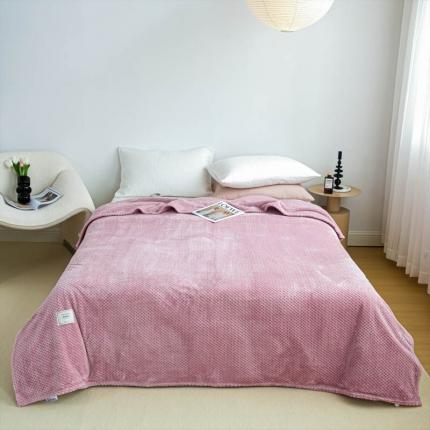 羋多 2023年新款菠萝格提花毯子法莱绒云貂绒贴布毛毯 豆沙