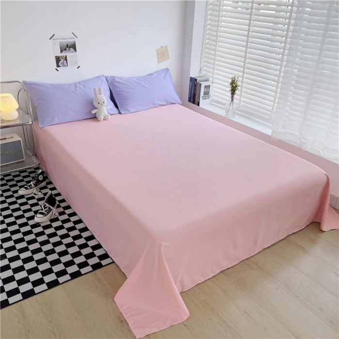 91家纺网 家纺一手货源 找家纺 曼璐家纺 105克加厚水洗棉日系无印风纯色被套床单床笠三件套丁香玉