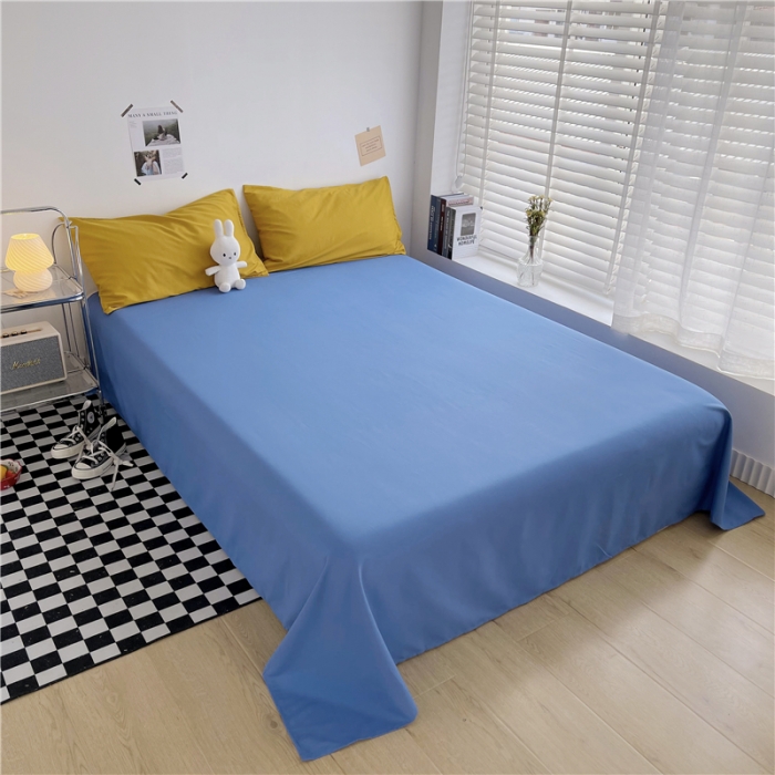 91家纺网 家纺一手货源 找家纺 曼璐家纺 105克加厚水洗棉日系无印风纯色被套床单床笠三件套姜黄兰