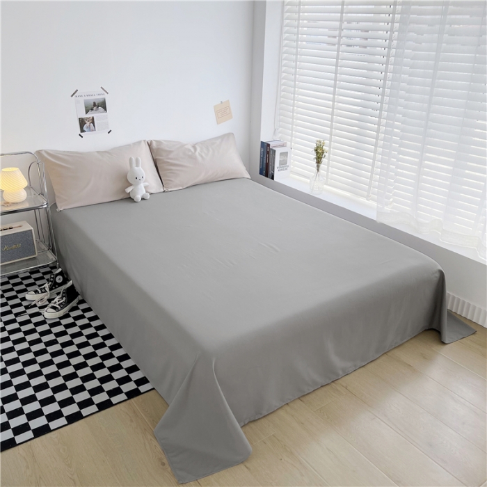 91家纺网 家纺一手货源 找家纺 曼璐家纺 105克加厚水洗棉日系无印风纯色被套床单床笠三件套卡其灰