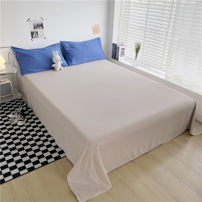 91家纺网 家纺一手货源 找家纺 曼璐家纺 105克加厚水洗棉日系无印风纯色被套床单床笠三件套蓝卡其