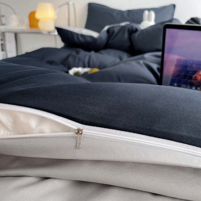 91家纺网 家纺一手货源 找家纺 曼璐 105克加厚水洗棉日系无印风纯色被套床单床笠三件套洛克兰灰