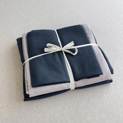 曼璐 105克加厚水洗棉日系无印风纯色被套床单床笠三件套洛克兰灰