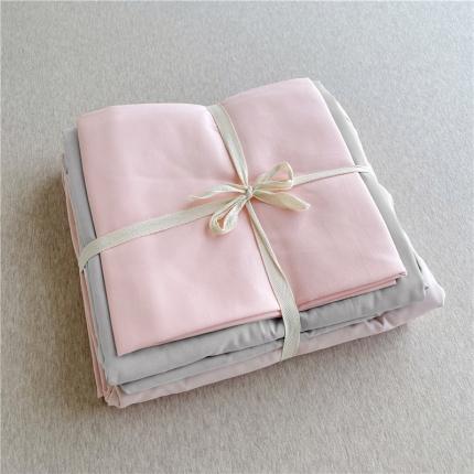 曼璐家纺 105克加厚水洗棉日系无印风纯色被套床单床笠三件套蜜粉灰