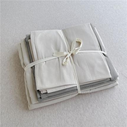 曼璐105克加厚水洗棉日系无印风纯色被套床单床笠三件套浅灰深灰