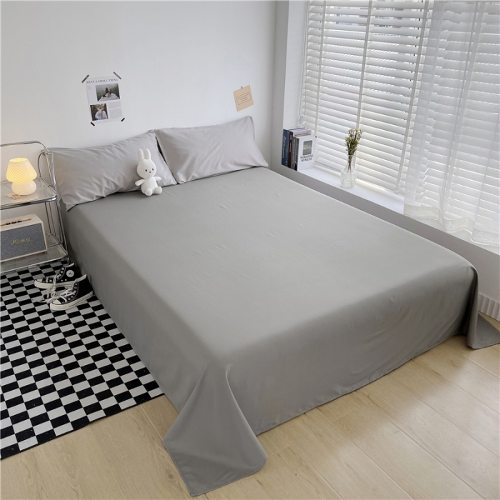 91家纺网 家纺一手货源 找家纺 曼璐105克加厚水洗棉日系无印风纯色被套床单床笠三件套浅灰深灰