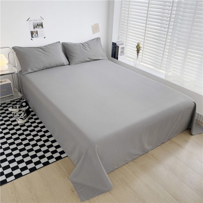 91家纺网 家纺一手货源 找家纺 曼璐家纺 105克加厚水洗棉日系无印风纯色被套床单床笠三件套深灰