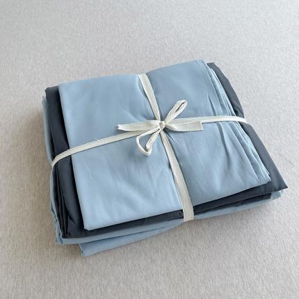 曼璐105克加厚水洗棉日系无印风纯色被套床单床笠三件套雾兰洛克兰