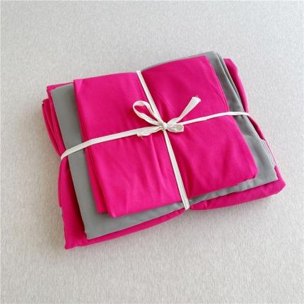 曼璐家纺 105克加厚水洗棉日系无印风纯色被套床单床笠三件套胭脂灰