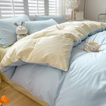 91家纺网 家纺一手货源 找家纺 （总）雨帆家纺 2023新款ins风水洗棉磨毛四件套