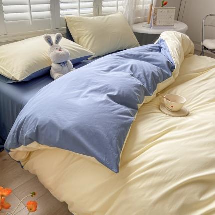 91家纺网 家纺一手货源 找家纺 （总）雨帆家纺 2023新款ins风水洗棉磨毛四件套