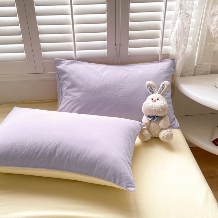 91家纺网 家纺一手货源 找家纺 雨帆家纺 2023新款ins风水洗棉磨毛四件套 紫芝士双拼