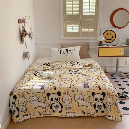 91家纺网 家纺一手货源 找家纺 顾里家纺 2022新款牛奶针织棉夏被-韩式场景 动物世界