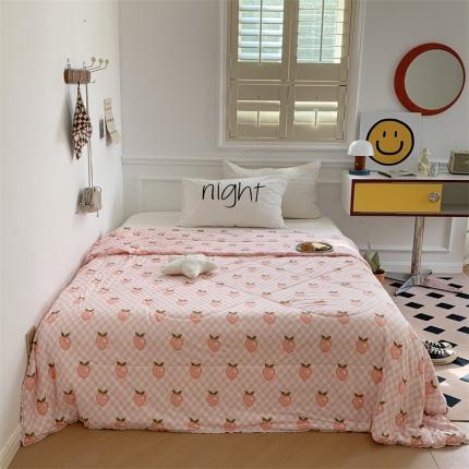 91家纺网 家纺一手货源 找家纺 顾里家纺 2022新款牛奶针织棉夏被-韩式场景 粉格蜜桃