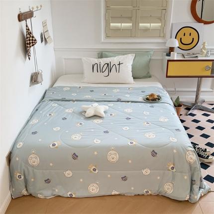 91家纺网 家纺一手货源 找家纺 顾里家纺 2022新款牛奶针织棉夏被-韩式场景 宇宙小熊蓝