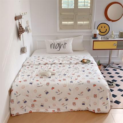 91家纺网 家纺一手货源 找家纺 顾里家纺 2022新款牛奶针织棉夏被-韩式场景 治愈生活