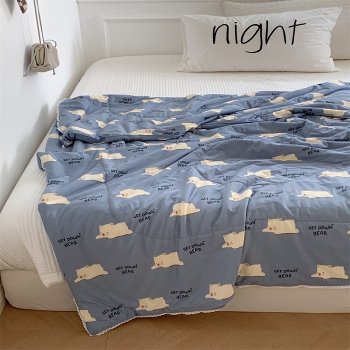 91家纺网 家纺一手货源 找家纺 顾里家纺 2022新款牛奶针织棉夏被-韩式场景 Q比熊蓝