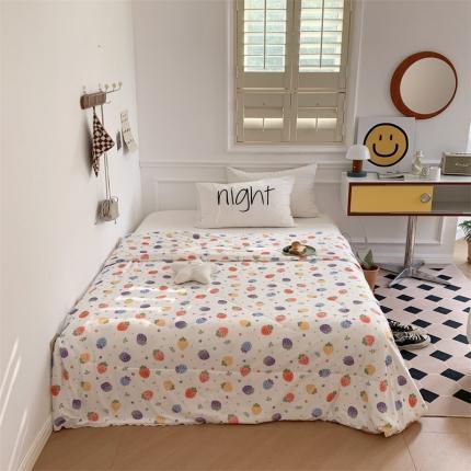 顾里家纺 2022新款牛奶针织棉夏被-韩式场景 草莓点点