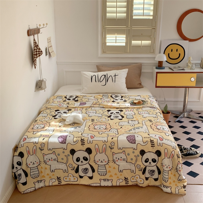 91家纺网 家纺一手货源 找家纺 顾里家纺 2022新款牛奶针织棉夏被-韩式场景 动物世界