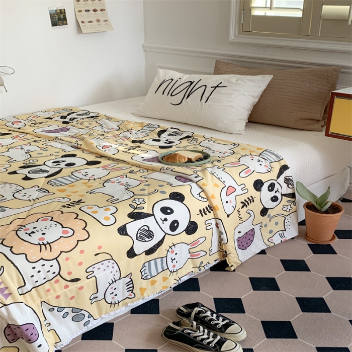 91家纺网 家纺一手货源 找家纺 顾里家纺 2022新款牛奶针织棉夏被-韩式场景 动物世界