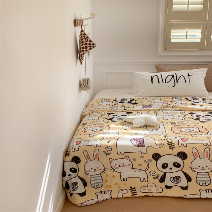 91家纺网 家纺一手货源 找家纺 顾里家纺 2022新款牛奶针织棉夏被-韩式场景 动物世界