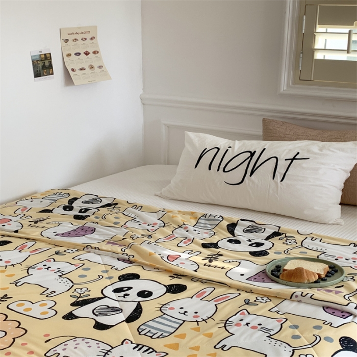 91家纺网 家纺一手货源 找家纺 顾里家纺 2022新款牛奶针织棉夏被-韩式场景 动物世界