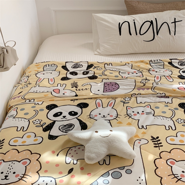 91家纺网 家纺一手货源 找家纺 顾里家纺 2022新款牛奶针织棉夏被-韩式场景 动物世界