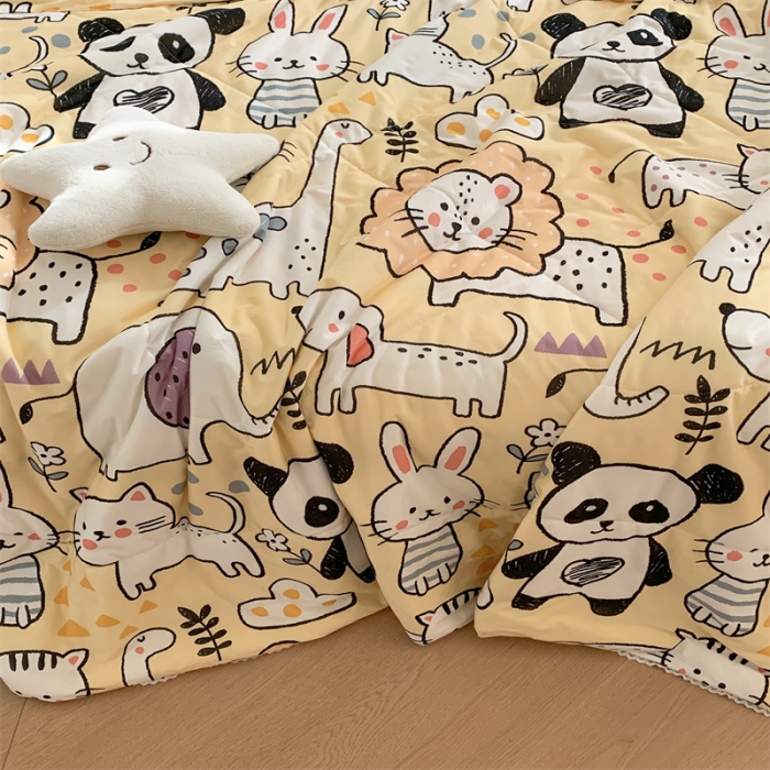 91家纺网 家纺一手货源 找家纺 顾里家纺 2022新款牛奶针织棉夏被-韩式场景 动物世界