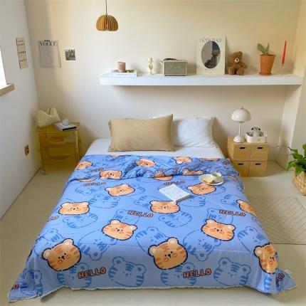 顾里家纺 2022新款牛奶针织棉夏被-韩式场景 可爱老虎蓝