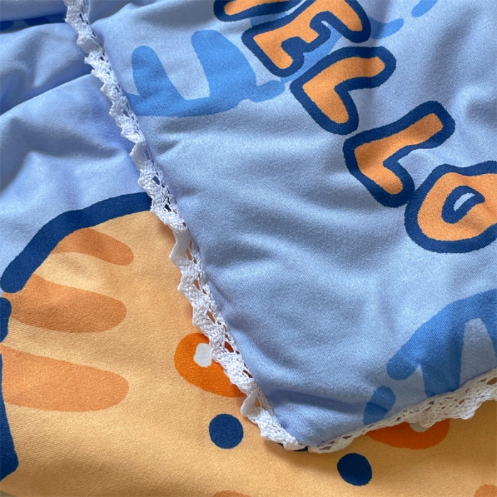 91家纺网 家纺一手货源 找家纺 顾里家纺 2022新款牛奶针织棉夏被-韩式场景 可爱老虎蓝