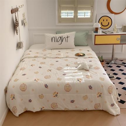 顾里家纺 2022新款牛奶针织棉夏被-韩式场景 宇宙小熊白