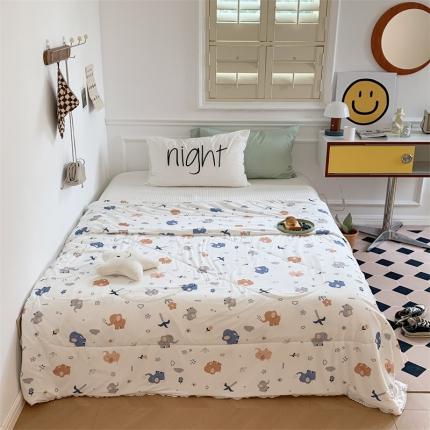 顾里家纺 2022新款牛奶针织棉夏被-韩式场景 治愈小象