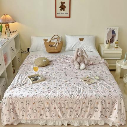 91家纺网 家纺一手货源 找家纺 顾里家纺 2022新款牛奶针织棉夏被-实拍 萝卜兔子