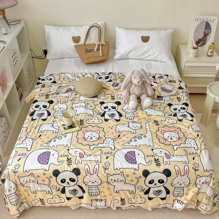 91家纺网 家纺一手货源 找家纺 顾里家纺 2022新款牛奶针织棉夏被-实拍 动物世界