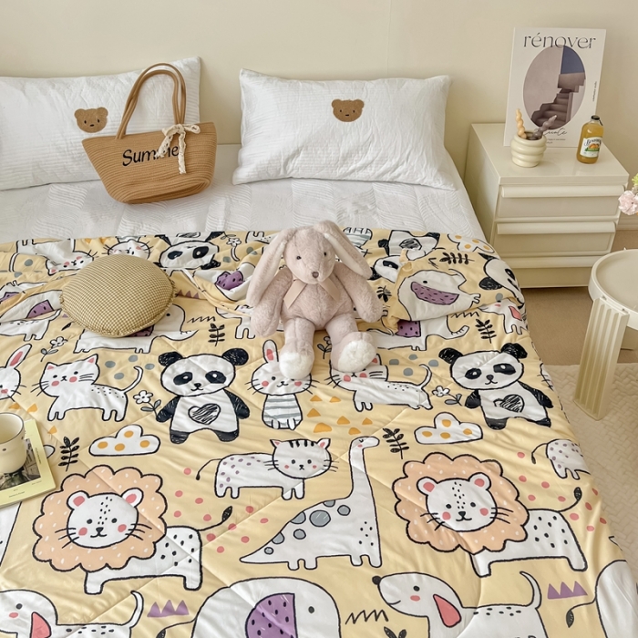 91家纺网 家纺一手货源 找家纺 顾里家纺 2022新款牛奶针织棉夏被-实拍 动物世界