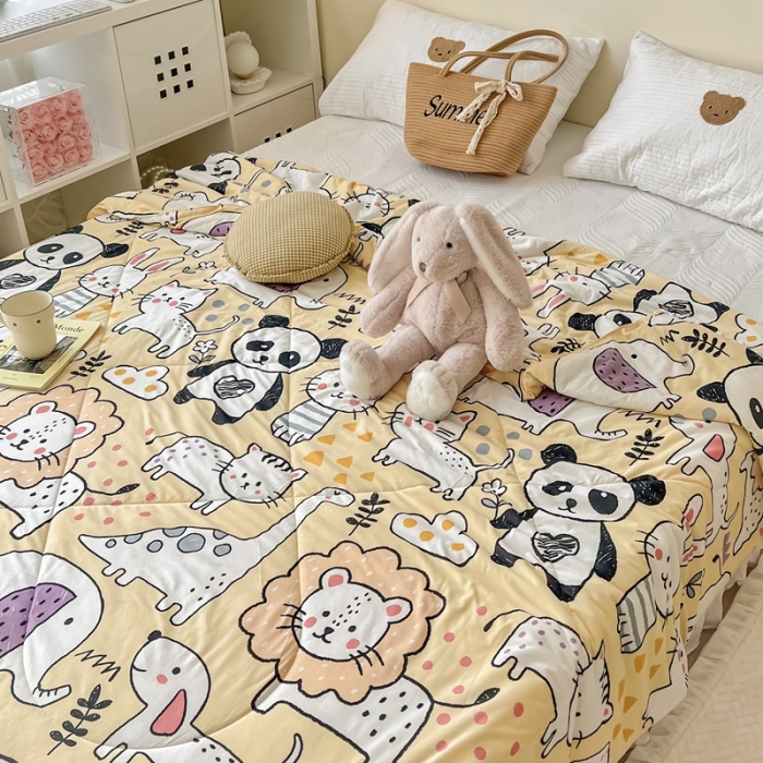 91家纺网 家纺一手货源 找家纺 顾里家纺 2022新款牛奶针织棉夏被-实拍 动物世界