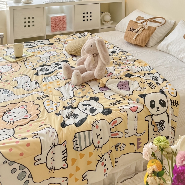 91家纺网 家纺一手货源 找家纺 顾里家纺 2022新款牛奶针织棉夏被-实拍 动物世界